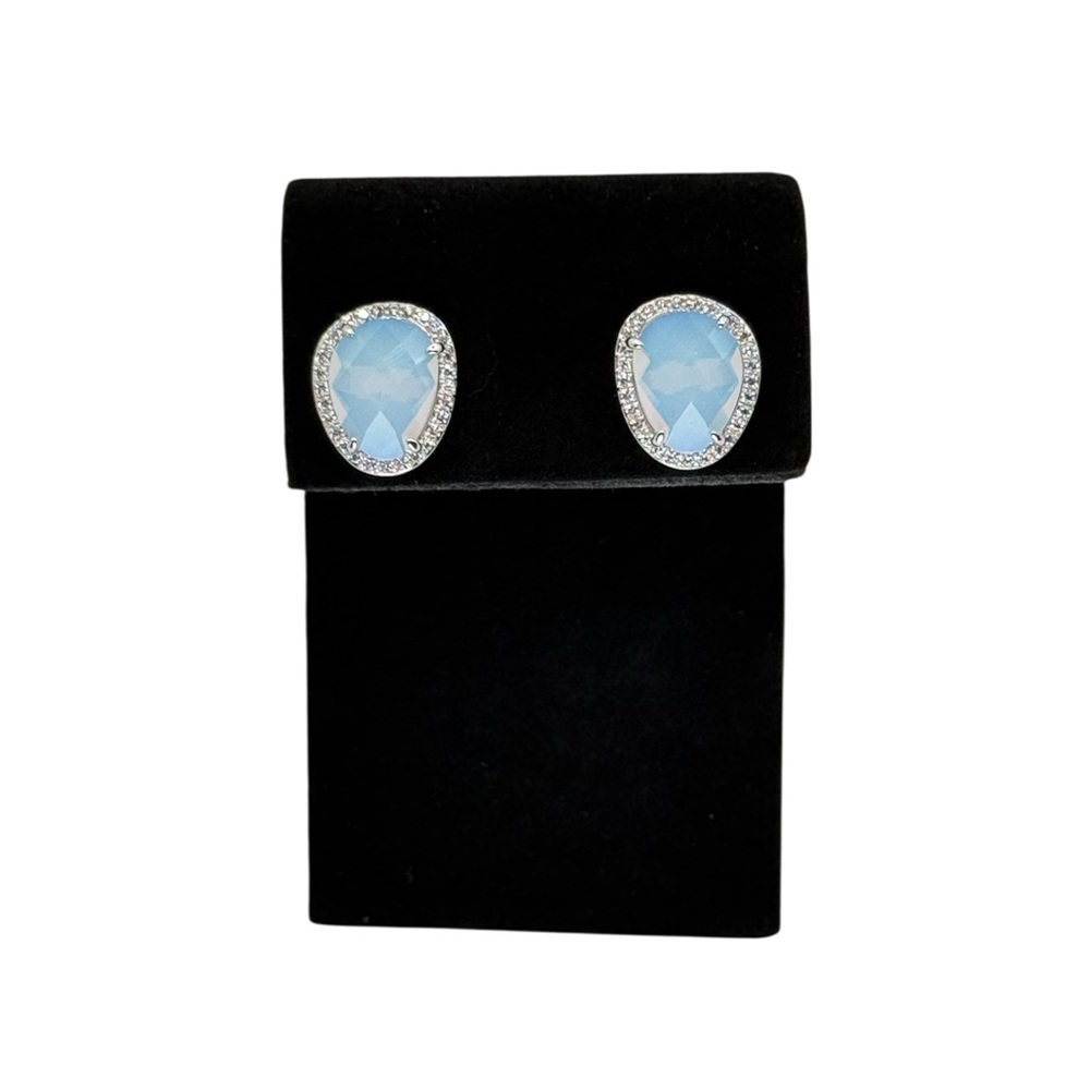 Bomb Party OG Earrings "The Power Pair" Lab-Created Moonstone Rhodium Plated